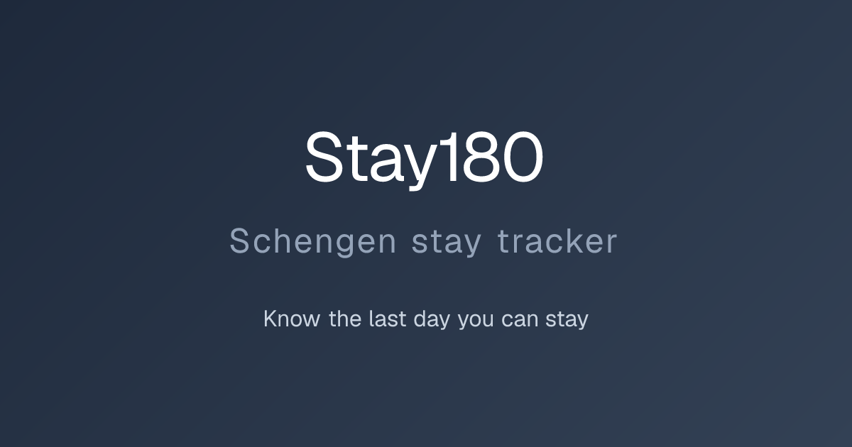 Stay180 — Schengen stay tracker